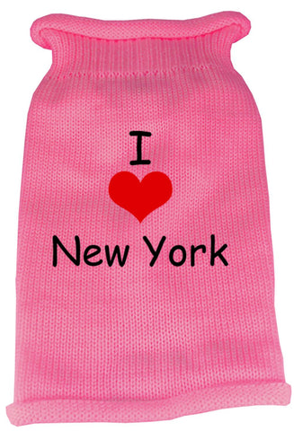 I Love New York Screen Print Knit Pet Sweater XL Pink