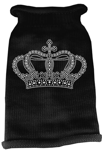 Crown Rhinestone Knit Pet Sweater LG Black