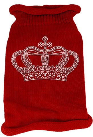 Crown Rhinestone Knit Pet Sweater MD Red