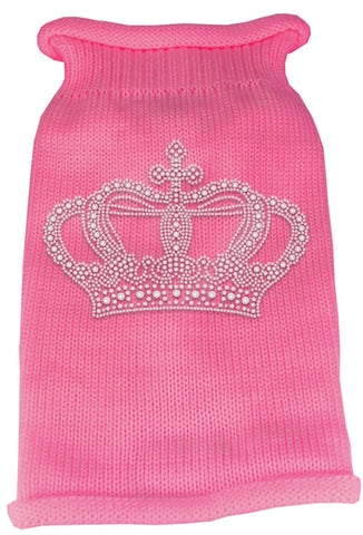 Crown Rhinestone Knit Pet Sweater SM Pink