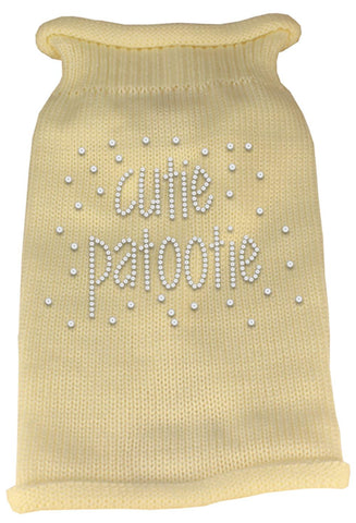 Cutie Patootie Rhinestone Knit Pet Sweater XS Cream