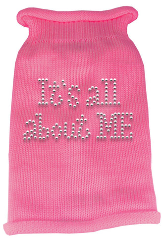 It's All About Me Rhinestone Knit Pet Sweater MD Pink