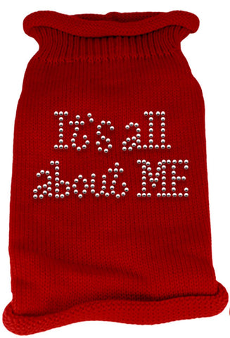 It's All About Me Rhinestone Knit Pet Sweater MD Red