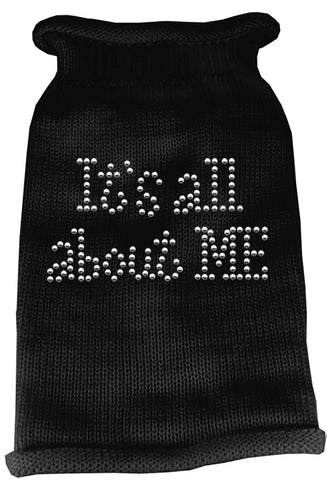 It's All About Me Rhinestone Knit Pet Sweater XL Black