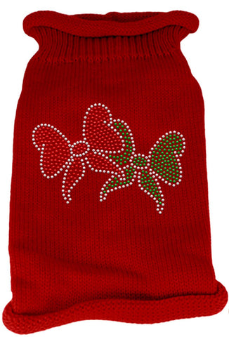 Christmas Bows Rhinestone Knit Pet Sweater LG Red