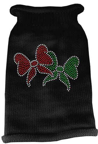 Christmas Bows Rhinestone Knit Pet Sweater MD Black