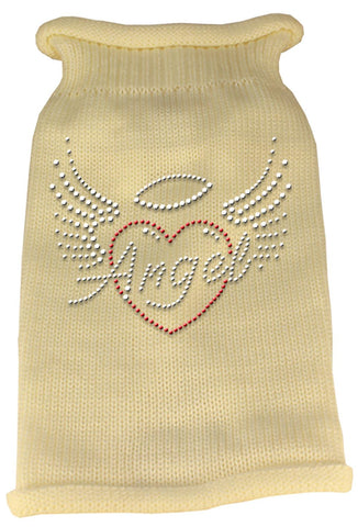 Angel Heart Rhinestone Knit Pet Sweater LG Cream