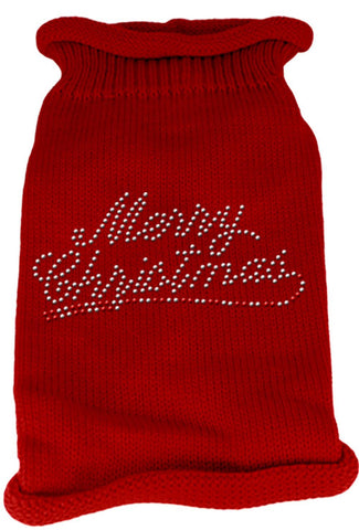 Merry Christmas Rhinestone Knit Pet Sweater LG Red