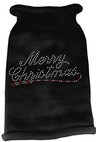 Merry Christmas Rhinestone Knit Pet Sweater XL Black