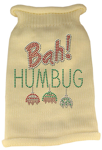 Bah Humbug Rhinestone Knit Pet Sweater MD Cream