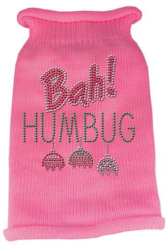 Bah Humbug Rhinestone Knit Pet Sweater XL Pink