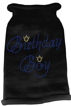 Birthday Boy Rhinestone Knit Pet Sweater LG Black