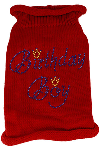 Birthday Boy Rhinestone Knit Pet Sweater SM Red