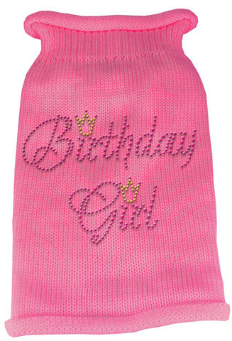 Birthday Girl Rhinestone Knit Pet Sweater LG Pink