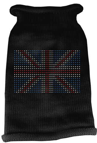 British Flag Rhinestone Knit Pet Sweater LG Black