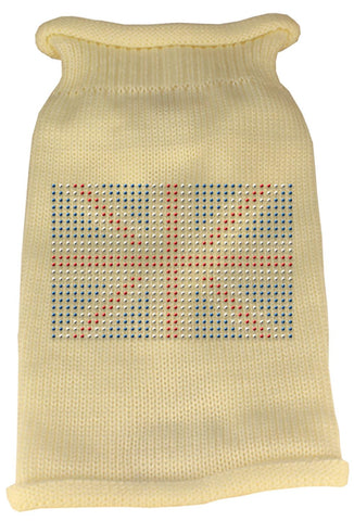 British Flag Rhinestone Knit Pet Sweater XL Cream