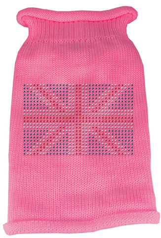 British Flag Rhinestone Knit Pet Sweater XS Pink