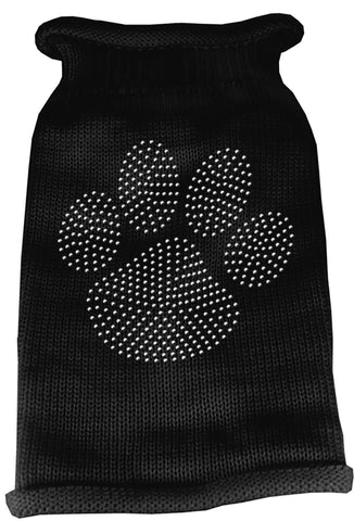 Clear Rhinestone Paw Knit Pet Sweater LG Black