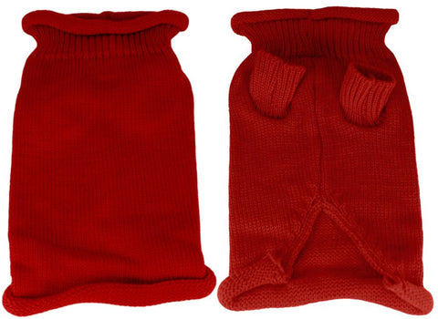 Plain Knit Pet Sweater LG Red