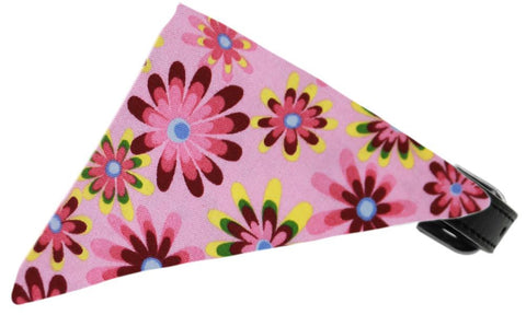 Bubblegum Pink Crazy Daisies Bandana Pet Collar Black Size 10