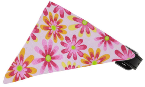 Light Pink Crazy Daisies Bandana Pet Collar Black Size 20