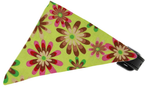 Lime Green Crazy Daisies Bandana Pet Collar Black Size 10