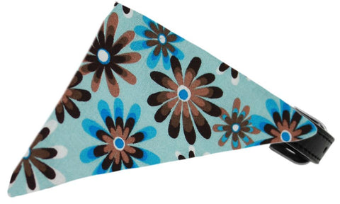 Baby Blue Crazy Daisies Bandana Pet Collar Black Size 20