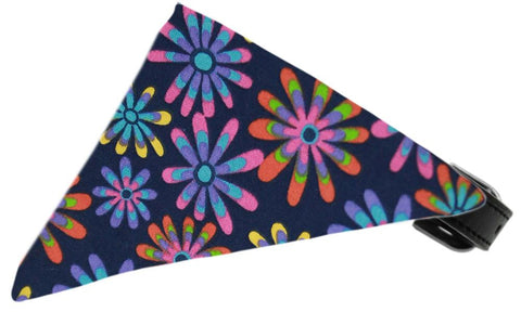 Navy Crazy Daisies Bandana Pet Collar Black Size 10