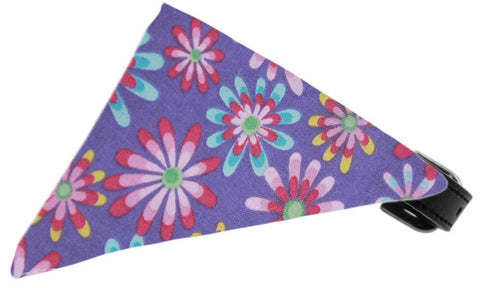 Lavender Crazy Daisies Bandana Pet Collar Black Size 10