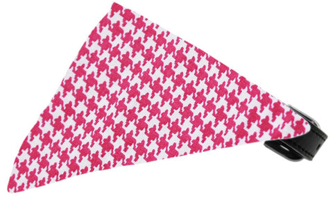 Bright Pink Houndstooth Bandana Pet Collar Black Size 12