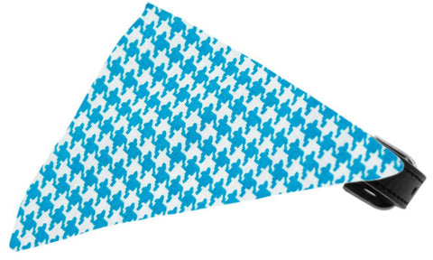 Turquoise Houndstooth Bandana Pet Collar Black Size 12