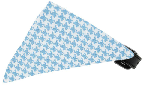 Baby Blue Houndstooth Bandana Pet Collar Black Size 14