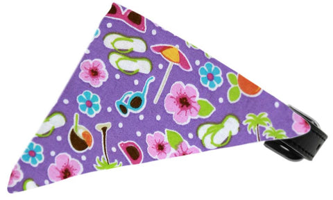 Purple Summer Fun Bandana Pet Collar Black Size 10