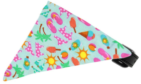 Aqua Summer Fun Bandana Pet Collar Black Size 16