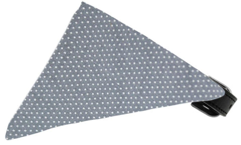 Grey Swiss Dots Bandana Pet Collar Black Size 14