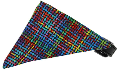 Rainbow Party Plaid Bandana Pet Collar Black Size 14