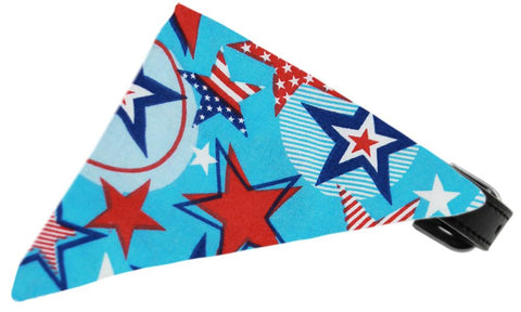 Patriotic Stars Bandana Pet Collar Black Size 10