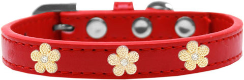 Gold Flower Widget Dog Collar Red Size 10