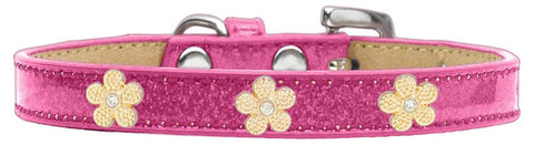 Gold Flower Widget Dog Collar Pink Ice Cream Size 10