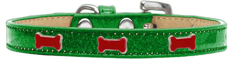 Red Bone Widget Dog Collar Emerald Green Ice Cream Size 12