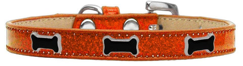 Black Bone Widget Dog Collar Orange Ice Cream Size 18