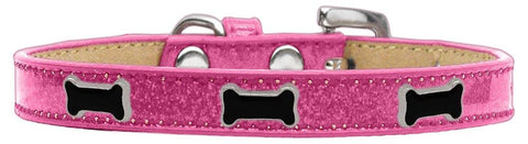 Black Bone Widget Dog Collar Pink Ice Cream Size 16