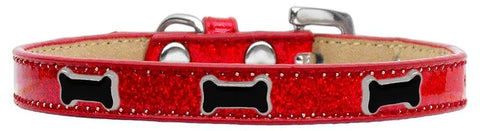 Black Bone Widget Dog Collar Red Ice Cream Size 10