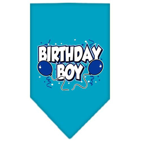 Birthday Boy Screen Print Bandana Turquoise Small