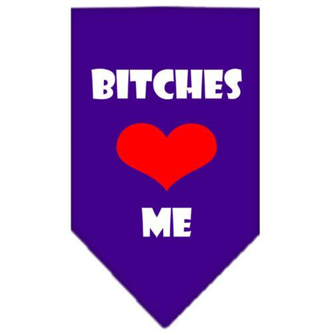 Bitches Love Me Screen Print Bandana Purple Small