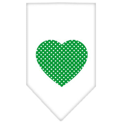 Green Swiss Dot Heart Screen Print Bandana White Small