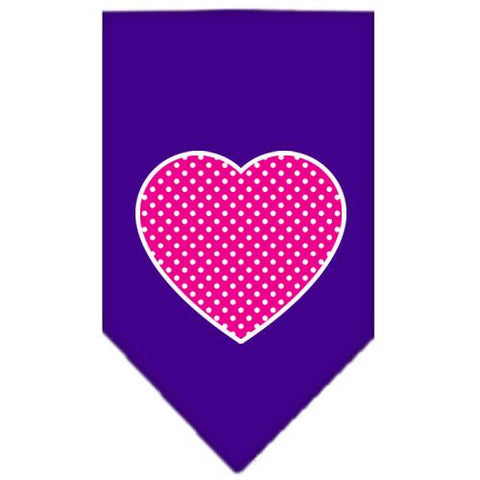 Pink Swiss Dot Heart Screen Print Bandana Purple Large