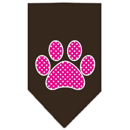 Pink Swiss Dot Paw Screen Print Bandana Cocoa Small