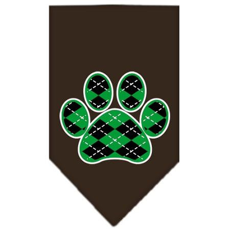 Argyle Paw Green Screen Print Bandana Cocoa Large