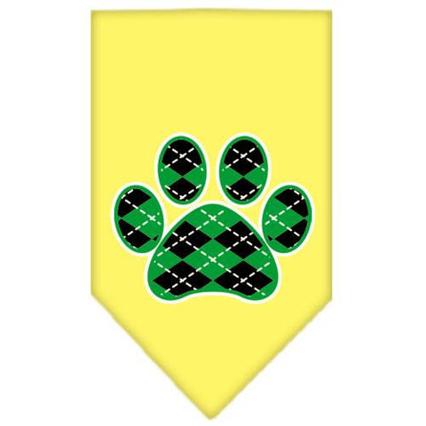 Argyle Paw Green Screen Print Bandana Yellow Large